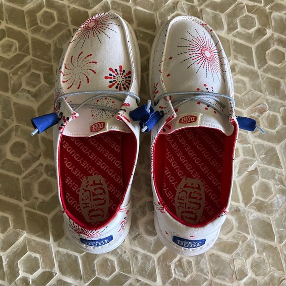 NEW! Hey Dude Women's Wendy Slip-On in ‘White Fireworks’ - Picture 4 of 9